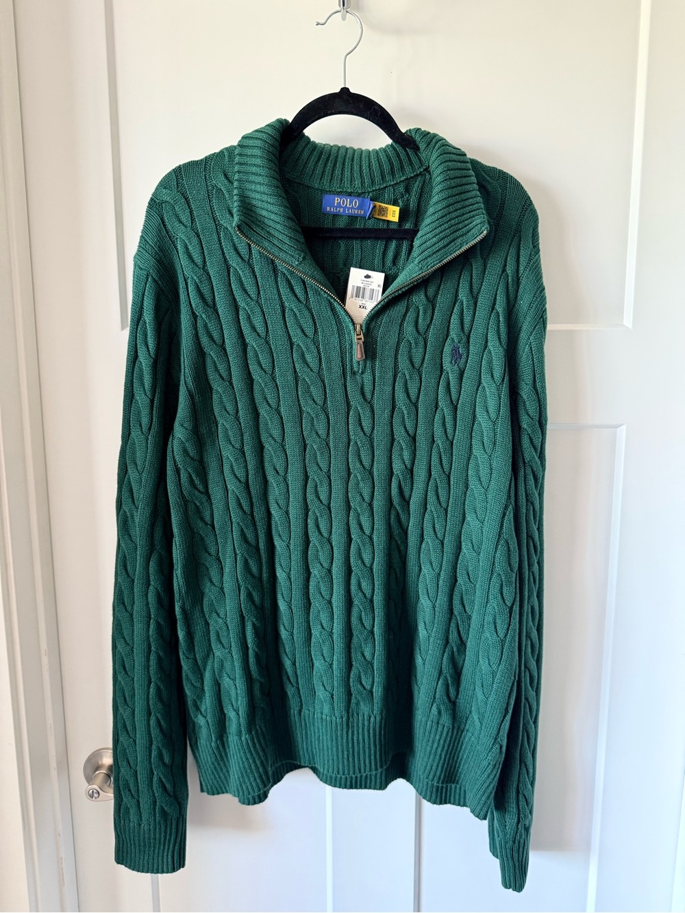 Ralph Lauren Green Cable-Knit Half-Zip Sweater Size XXL NWT